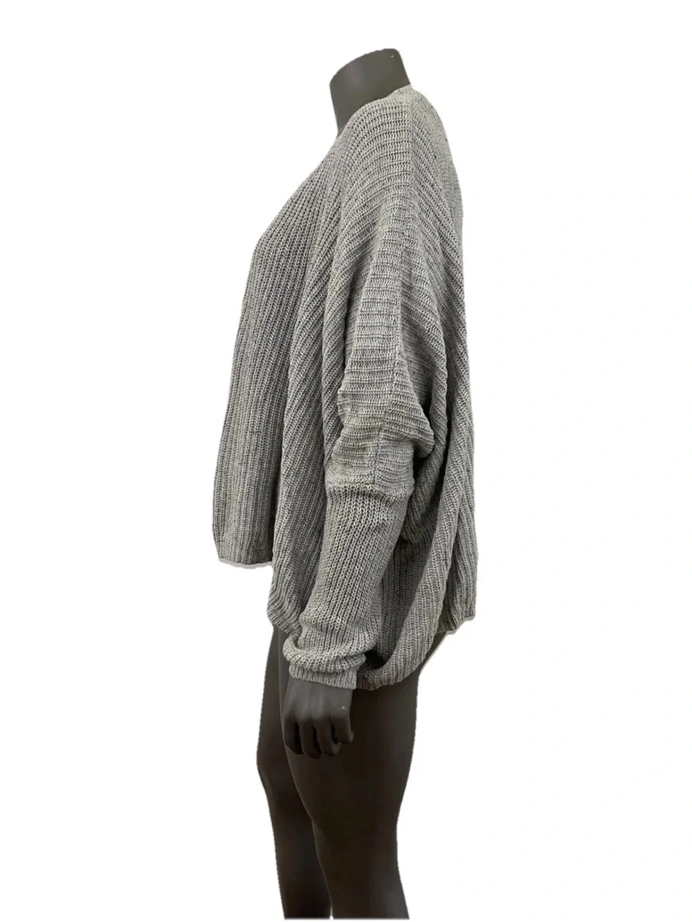 Carly Jean Los Angeles Sweater S/M Gray Boxy Slouchy Speckled Oversized Dolman